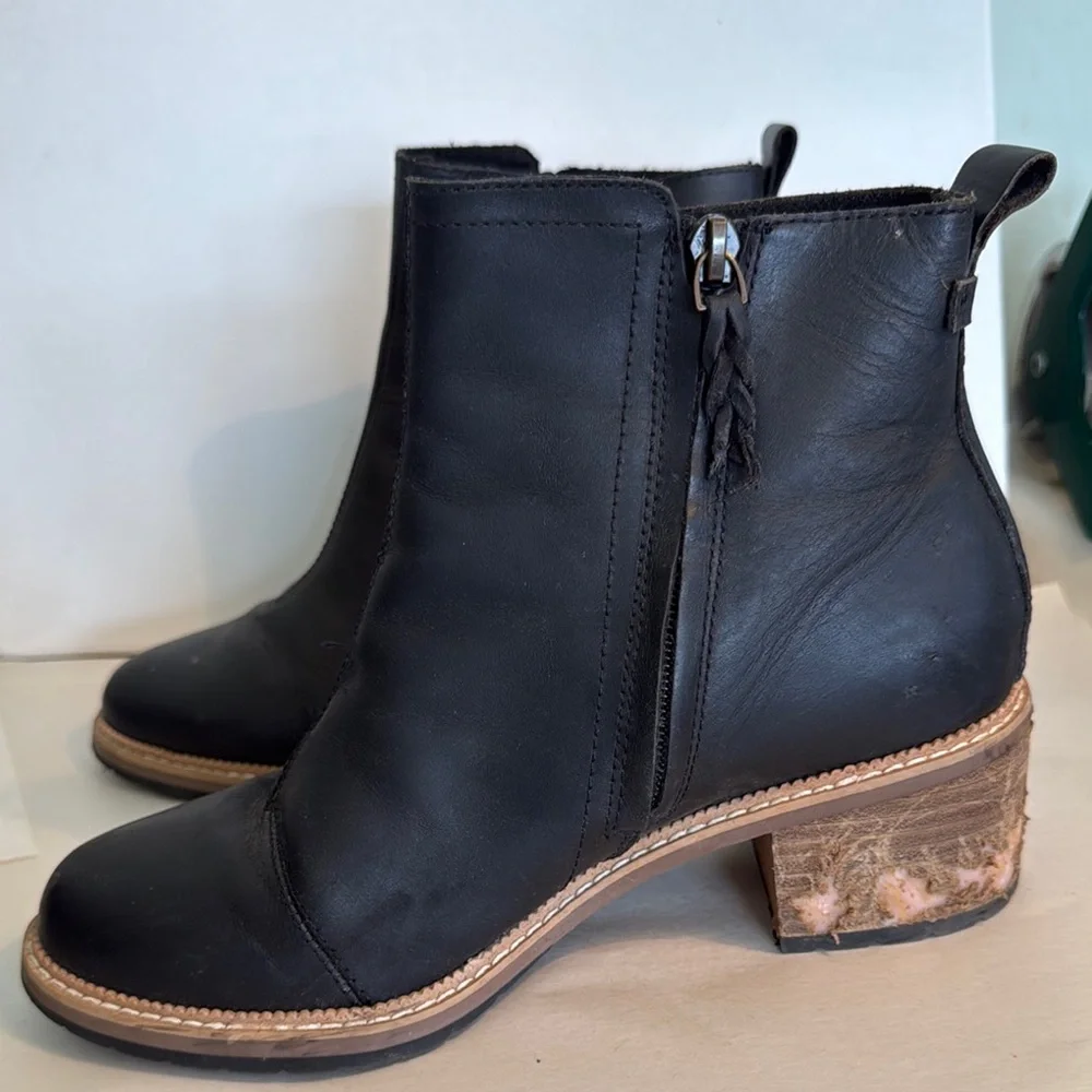 Black Leather Ankle Boots